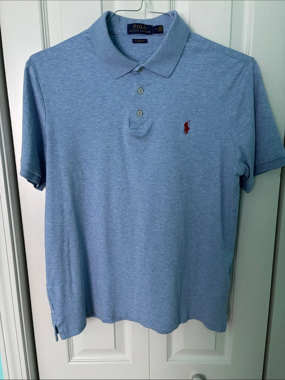 Ralph Lauren Light Blue Polo Shirt with Red Logo